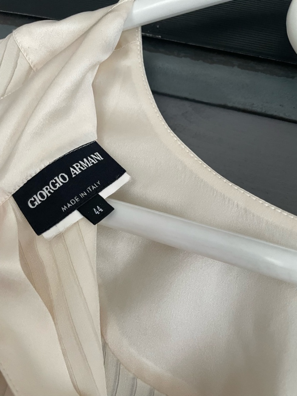 Giorgio Armani Cream Satin Women's tshirt with button back